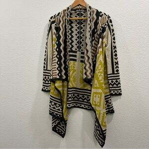 Ellison Cardigan, Black,‎ Tan, Yellow, Aztec, Geometric Pattern Size Small